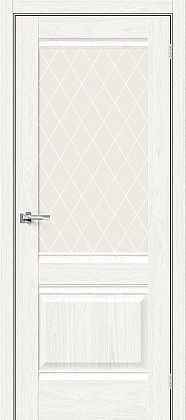 Остекленная межкомнатная дверь экошпон Прима-3 в цвете White Dreamline