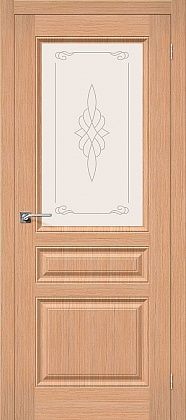 Остекленная межкомнатная дверь шпонированная Статус-15 в цвете Дуб (Ф-05)