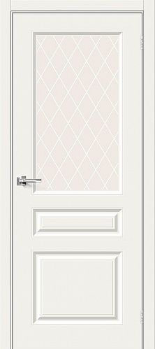Остекленная межкомнатная дверь окрашенная эмалью Скинни-15.1 в цвете Whitey
