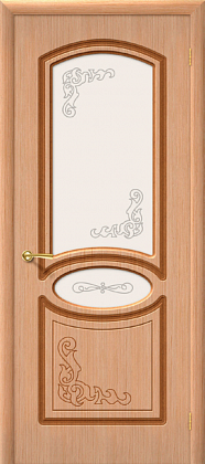 Остекленная межкомнатная дверь шпонированная Азалия ПО в цвете Дуб (Ф-05)