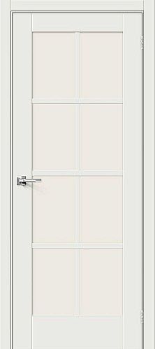 Остекленная межкомнатная дверь эмалит Прима-11.1 в цвете White Matt