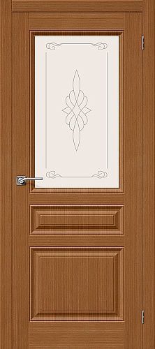 Остекленная межкомнатная дверь шпонированная Статус-15 в цвете Орех (Ф-11)