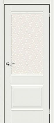 Остекленная межкомнатная дверь эмалит Прима-3 в цвете White Matt