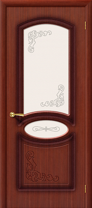 Остекленная межкомнатная дверь шпонированная Азалия ПО в цвете Макоре (Ф-15)