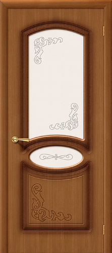 Остекленная межкомнатная дверь шпонированная Азалия ПО в цвете Орех (Ф-11)