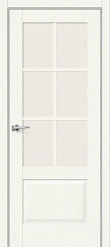 Остекленная межкомнатная дверь экошпон Прима-13.0.1 в цвете White Wood