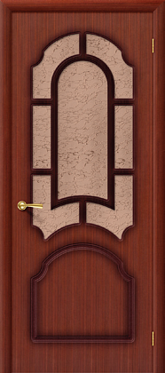 Остекленная межкомнатная дверь шпонированная Соната ПО в цвете Макоре (Ф-15)