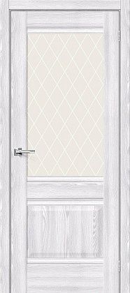 Остекленная межкомнатная дверь экошпон Прима-3 в цвете Riviera Ice