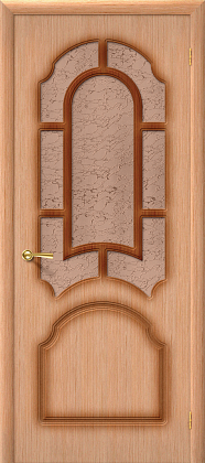 Остекленная межкомнатная дверь шпонированная Соната ПО в цвете Дуб (Ф-01)