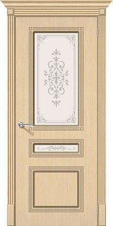 Остекленная межкомнатная дверь шпонированная Стиль ПО в цвете Беленый Дуб (Ф-22)