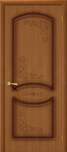 Глухая межкомнатная дверь шпонированная Азалия ПГ в цвете Орех (Ф-11)