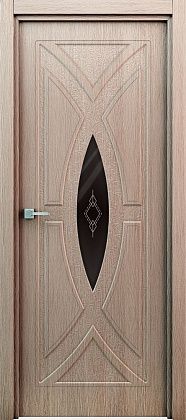 Остекленная межкомнатная дверь ламинированная Арабеска ПО в цвете Миндаль