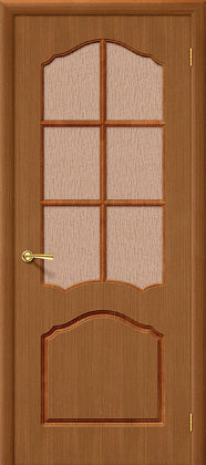 Остекленная межкомнатная дверь шпонированная Каролина ПО в цвете Орех (Ф-11)