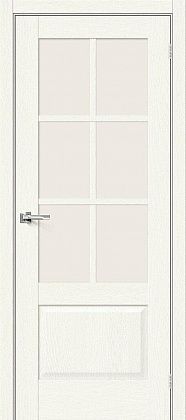 Остекленная межкомнатная дверь экошпон Прима-13.0.1 в цвете White Wood