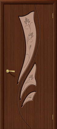 Остекленная межкомнатная дверь шпонированная Эксклюзив ПО в цвете Шоколад (Ф-17)