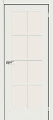 Остекленная межкомнатная дверь эмалит Прима-11.1 в цвете White Matt