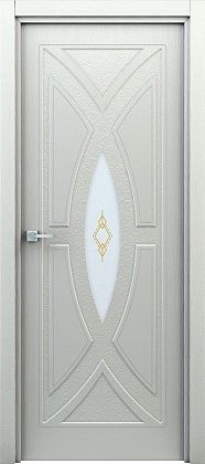 Остекленная межкомнатная дверь ламинированная Арабеска ПО в цвете Жасмин Белый