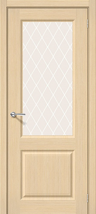 Остекленная межкомнатная дверь шпонированная Статус-13 в цвете Беленый Дуб (Ф-22)