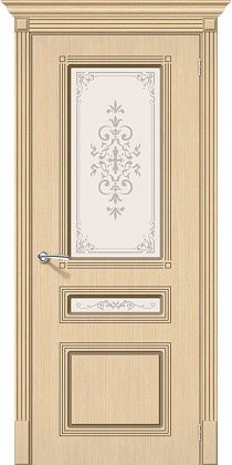 Остекленная межкомнатная дверь шпонированная Стиль ПО в цвете Беленый Дуб (Ф-22)