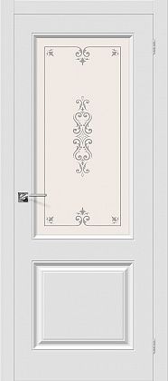Остекленная межкомнатная дверь ПВХ Скинни-13 в цвете Белый (П-23)