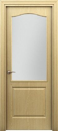 Остекленная межкомнатная дверь ламинированная Классик ПО в цвете Светлый Дуб
