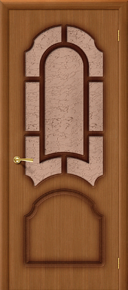 Остекленная межкомнатная дверь шпонированная Соната ПО в цвете Орех (Ф-11)
