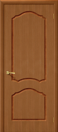 Глухая межкомнатная дверь шпонированная Каролина ПГ в цвете Орех (Ф-11)