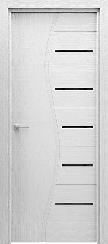 Остекленная межкомнатная дверь ламинированная Волна ПО в цвете Жасмин Белый