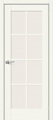 Остекленная межкомнатная дверь экошпон Прима-11.1 в цвете White Wood