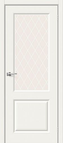 Остекленная межкомнатная дверь окрашенная эмалью Скинни-13 в цвете Whitey