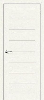 Остекленная межкомнатная дверь экошпон Браво-22 в цвете White Wood