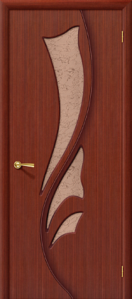 Остекленная межкомнатная дверь шпонированная Эксклюзив ПО в цвете Макоре (Ф-15)