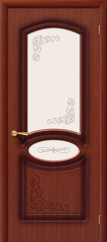 Остекленная межкомнатная дверь шпонированная Азалия ПО в цвете Макоре (Ф-15)