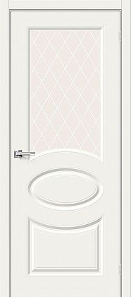 Остекленная межкомнатная дверь окрашенная эмалью Скинни-21 в цвете Whitey