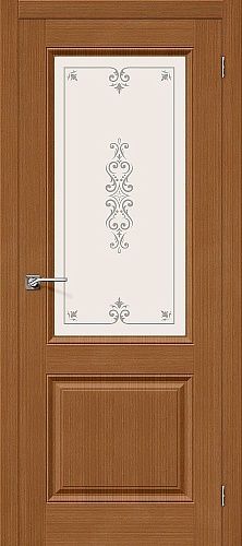Остекленная межкомнатная дверь шпонированная Статус-13 в цвете Орех (Ф-11)