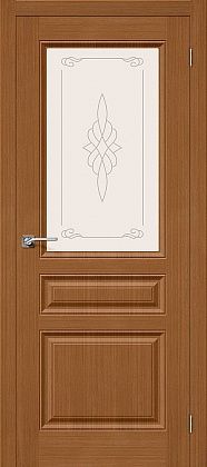 Остекленная межкомнатная дверь шпонированная Статус-15 в цвете Орех (Ф-11)