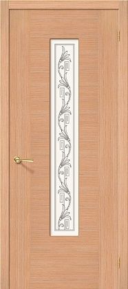Остекленная межкомнатная дверь шпонированная Рондо ПО в цвете Дуб (Ф-01)